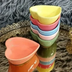 پیاله قلبی 6 عددی رنگی سرامیکی