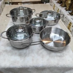 قابلمه استیل 9پارچه کف چدن (دِستی لوکس)