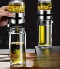 فلاسک دمنوش ساز دوجداره مدل مخزن دار