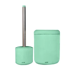 ست فرچه و سطل سرویس بهداشتی AXOR (آکسور) مدل والریا رنگ فیروزه ای (psetjd012)