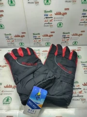 دستکش چرمی زمستانه مشکی قرمز خارجی (کیفیت درجه 1)