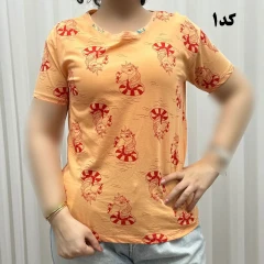 تیشرت طرحدار H&M نخ پنبه چهارفصل زنانه دخترانه سایزبزرگ تا XL XXL XXXL تنخور راحت