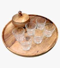 سینی طرح گرد چوبی