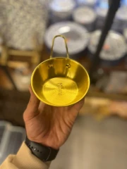 ظرف سرو تک دسته استیل طلایی کوچک
