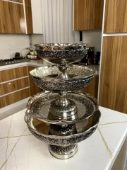 سرویس پذیرایی مسی گلبرگ مه گل با آبکاری کروم