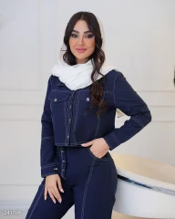 کراپ کت و شلوار زنانه کتان مدل آرتیمان
