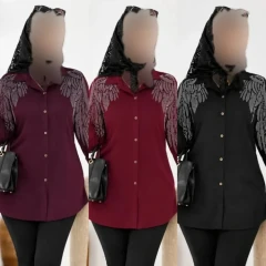 شومیز زنانه مجلسی مدل نیلوفر جنس الیزه فری سایز