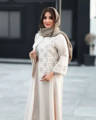 دو تکه کت و‌دامن زنانه درجه یک ترکیب لنین هندی درجه یک و قلاب دوزی هندی