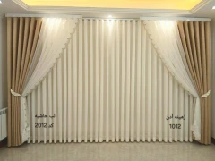 پرده حریر ساده و آستری و دو عدد مخمل شانل مدل مینیمال برای پنجره 5متری