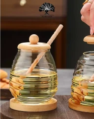 عسل خوری پیرکس خمره ای درب بامبو MP-1704b