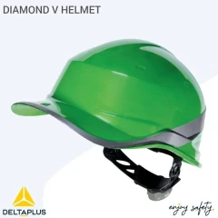 کلاه ایمنی مهندسی سبز با نوار نقره ای نئون مدل دایموند بیسبال دلتاپلاس HALMET DIAMOND V GREEN DELTA PLUS