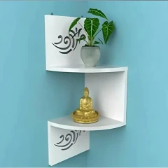 شلف دیواری کنجی هلالی دو طبقه پهن ضدآب