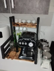 کافی بار رو میزی فلزی با طبقات چوبی