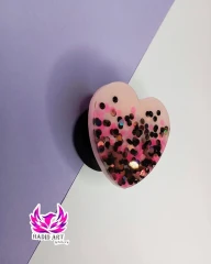 پاپ سوکت قلب صورتی مشکی رزینی