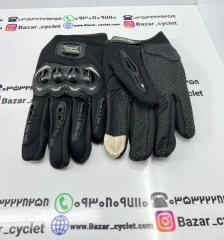 دستکش موتور سیکلت زنانه و مردانه ضربه گیر دار لمسی ضد اب مشکی