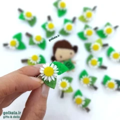 گیره و گلسر نمدی طرح «گل بابونه» 🌼 | (گیره سر انبری – اکسسوری بهاره) ویژه عیدی نوروزی