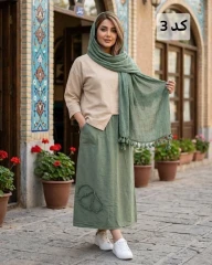 ست دو تیکه کراپ دامن زنانه الیاف طبیعی