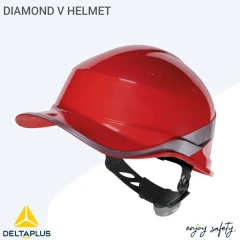 کلاه ایمنی مهندسی قرمز با نوار نقره ای نئون مدل دایموند بیسبال دلتاپلاس HALMET DIAMOND V RED DELTA PLUS