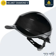 کلاه ایمنی مهندسی مشکی با نوار نقره ای نئون مدل دایموند 5 بیسبال دلتاپلاس HALMET DIAMOND V BLACK DELTA PLUS