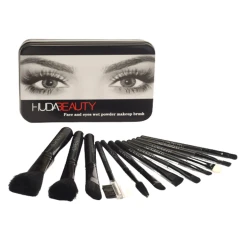 ست براش 12 عددی هدی بیوتی Huda beauty دارای قوطی فلزی