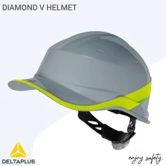 کلاه ایمنی مهندسی طوسی با نوار فسفری نئون مدل دایموند بیسبال دلتاپلاس HALMET DIAMOND V GERY DELTA PLUS