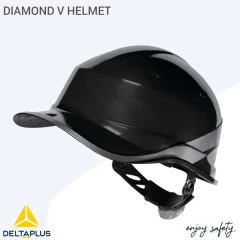 کلاه ایمنی مهندسی مشکی با نوار نقره ای نئون مدل دایموند بیسبال دلتاپلاس HALMET DIAMOND V BLACK DELTA PLUS