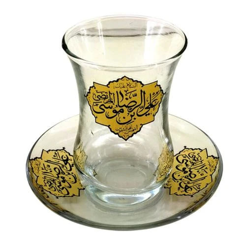 102636-استکان و نعلبکی کمرباریک یا رضا ع-6تایی-12پارچه-طرح ستاره ای