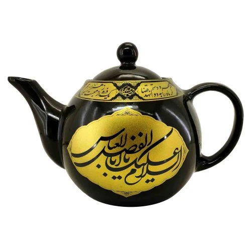 102638-قوری طرح مذهبی یک و نیم لیتری مشکی-درجه2-قوری 1.5 لیتری مشکی