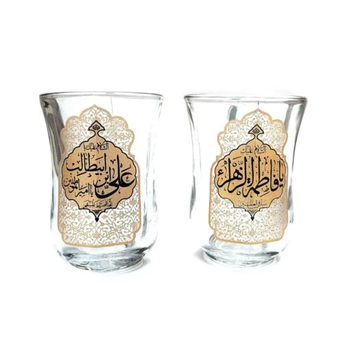 102783-استکان کمرباریک دسته دار بزرگ مذهبی متفرقه-6تایی
