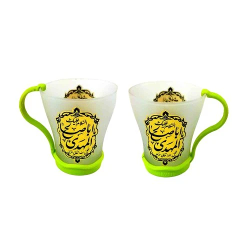 102788-لیوان شیشه ای مات نوجوان-قطر دهانه 8 ارتفاع 9.5 دسته پلاستیکی رنگی جدا