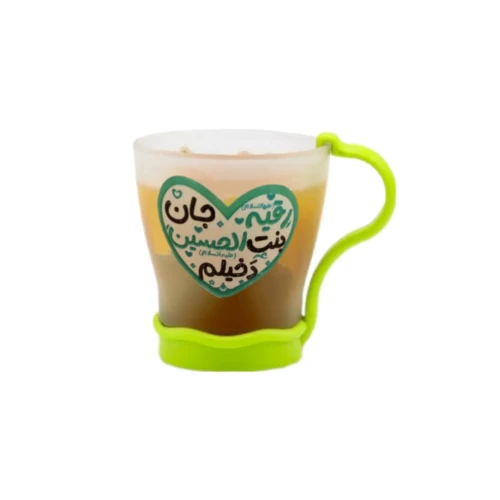 10282301-لیوان شیشه ای مات کودکانه رقیه س-قطر دهانه 7 ارتفاع 7.5-دسته پلاستیکی رنگی جدا