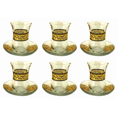 102947-استکان و نعلبکی کمرباریک به مجلس عزای امام حسین ع خوش آمدید-6تایی-12پارچه