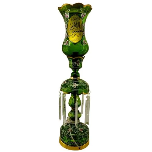103229-لاله شمعدانی متوسط ارتفاع 64-قطر دهانه 15-سبز یا حسن ع و یا فاطمه س-کنار منبری هیئت