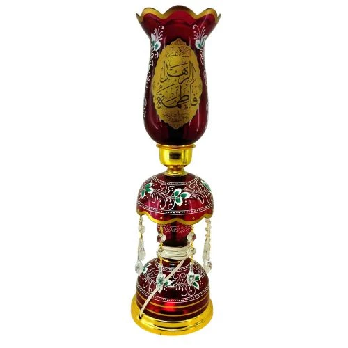 103252-لاله شمعدانی کوچک ارتفاع 46 قطر دهانه 11-قرمز یا اباصالح المهدی عج و یا فاطمه الزهرا س-کنار منبری هیئت