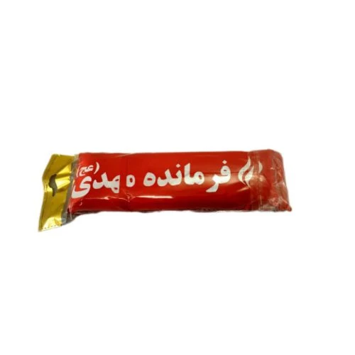 103397-سربند ساتن قرمز مهدوی نیمه شعبان-طرح فرمانده مهدی عج-5در8سانت-بسته 50عددی