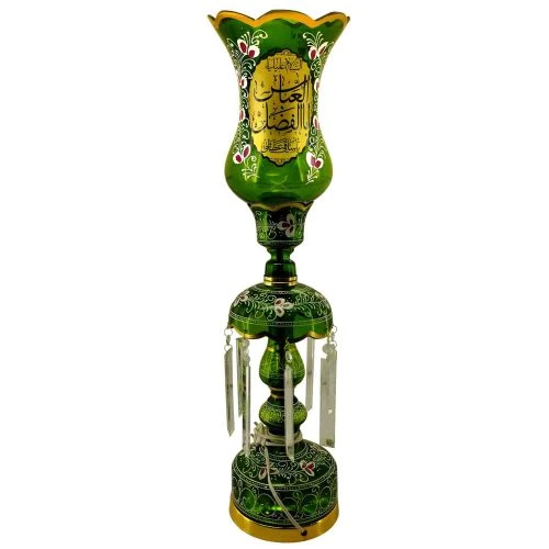 103557-لاله شمعدانی متوسط ارتفاع 64-قطر دهانه 15-سبز یا اباالفضل العباس ع یا ام البنین س-کنار منبری هیئت