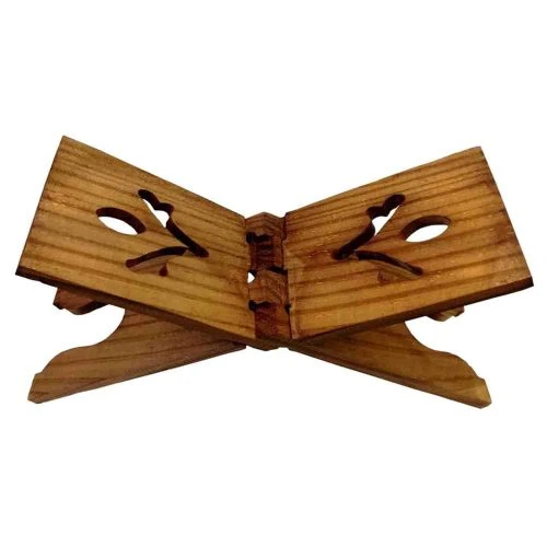 103568-رحل قرآن چوبی طرح لاله بزرگ قهوه ای ابعاد 12در42 سانت