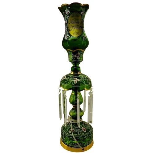 103594-لاله شمعدانی متوسط ارتفاع 64-قطر دهانه 15-سبز یا حسین و یا رقیه س-کنار منبری هیئت