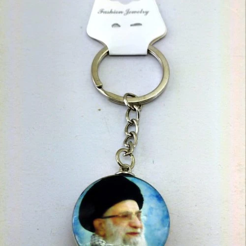 1036002-جاکلیدی مذهبی کریستالی دایره ای قطر 3سانت طرح رهبری و شهید سلیمانی