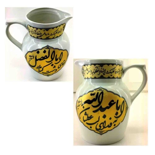 103902-پارچ چینی هیئتی مذهبی طرح سقا قطر 10 و ارتفاع 16سانت