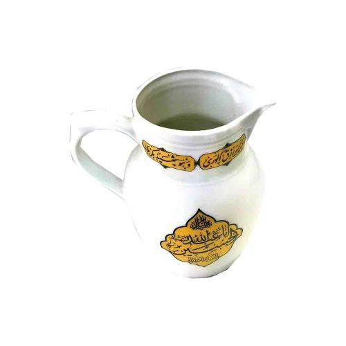 104342-پارچ چینی هیئتی مذهبی السلام علیک یا اباعبدالله و اباالفضل العباس قطر 10 و ارتفاع 16سانت