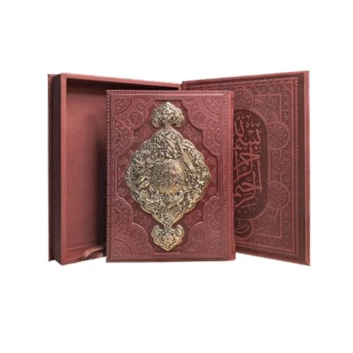 125712-کتاب نفیس شاهنامه رحلی معطر لیزری جعبه دار پلاکدار طرح مس