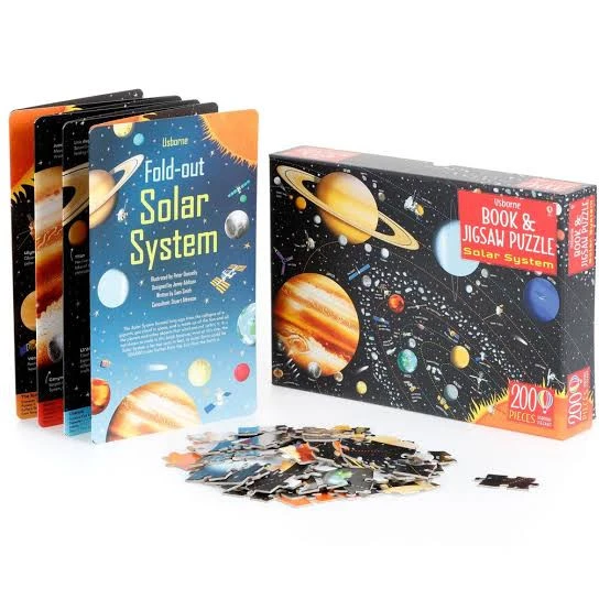 Book and jigsaw solar system