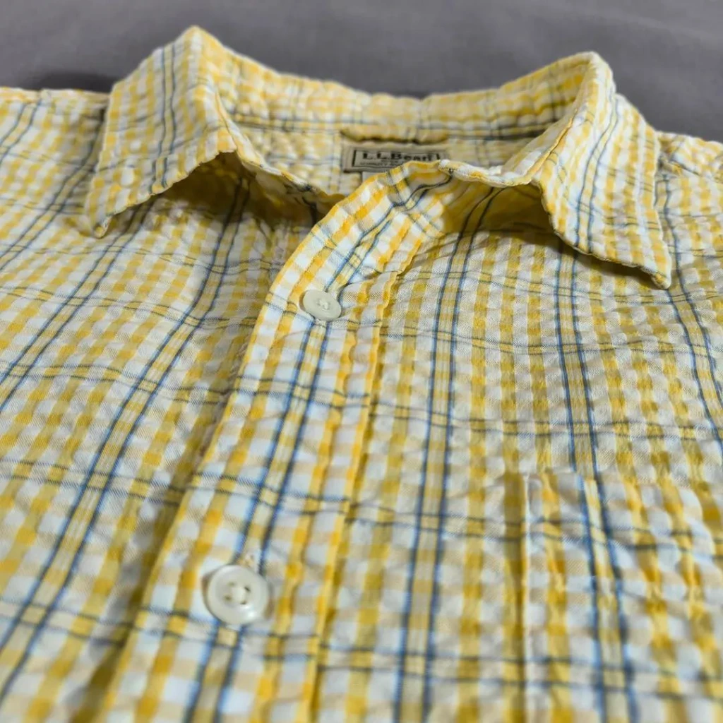 SIZE L-XL  پیراهن نخی آستین کوتاه پفکی اورجینال برند L.L.BEAN امریکا