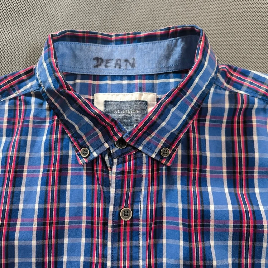 🧡 SIZE XL-L   پیراهن نخی چهارخونه کلاسیک مردانه آستین کوتاه   اورجینال برند J.C.LANYON استرالیا