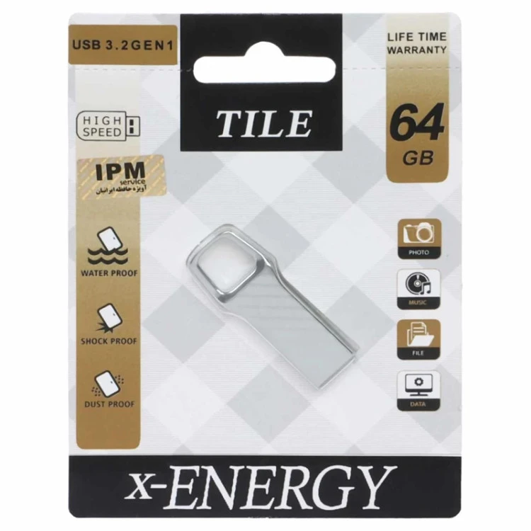 X-ENERGY Tile USB3.2 Flash Memory - 64GB نقره ای (گارانتی مادام العمر IPM)