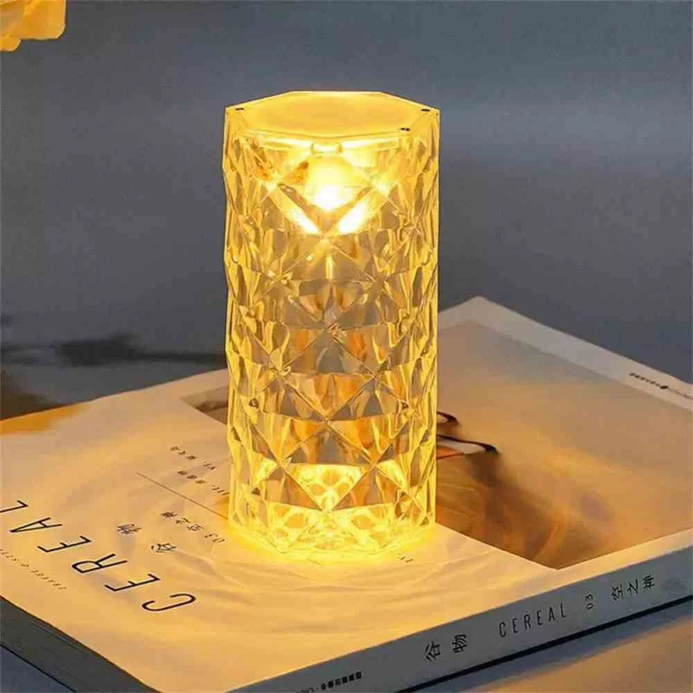 آباژور استوانه ای لمسی کریستال کنترل دار تمام رنگ