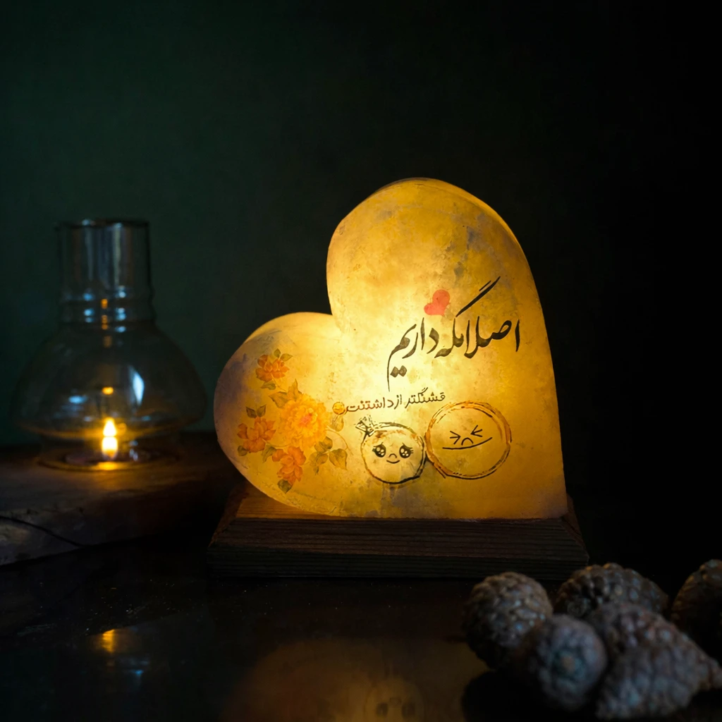 آباژور سنگ نمک عاشقانه قلب کد L22