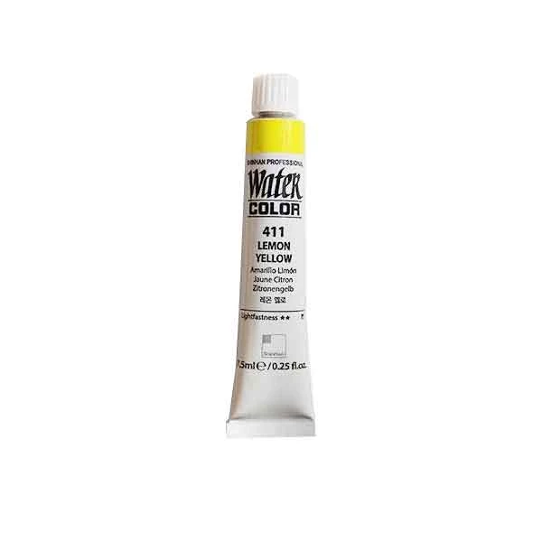 آبرنگ حرفه ای شین هان lemon yellow 411 (حجم 7.5 میل)