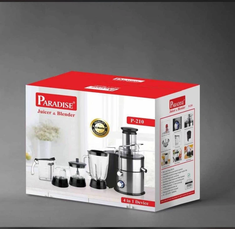 آبمیوه‌گیری چهار کاره PARADISE مدل P- 210 پارادایس دارای آسیاب مخلوط کن و خردکن